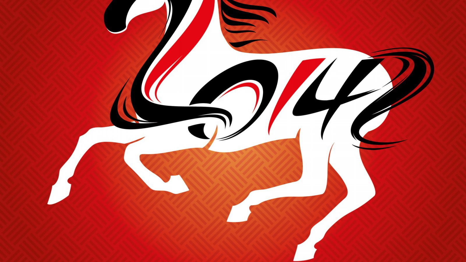 New Year 2014 - the year of the horse, red background