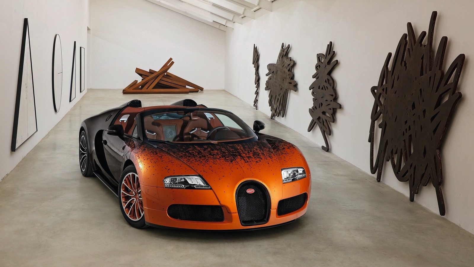 Convertible Bugatti Veyron in the exhibition hall