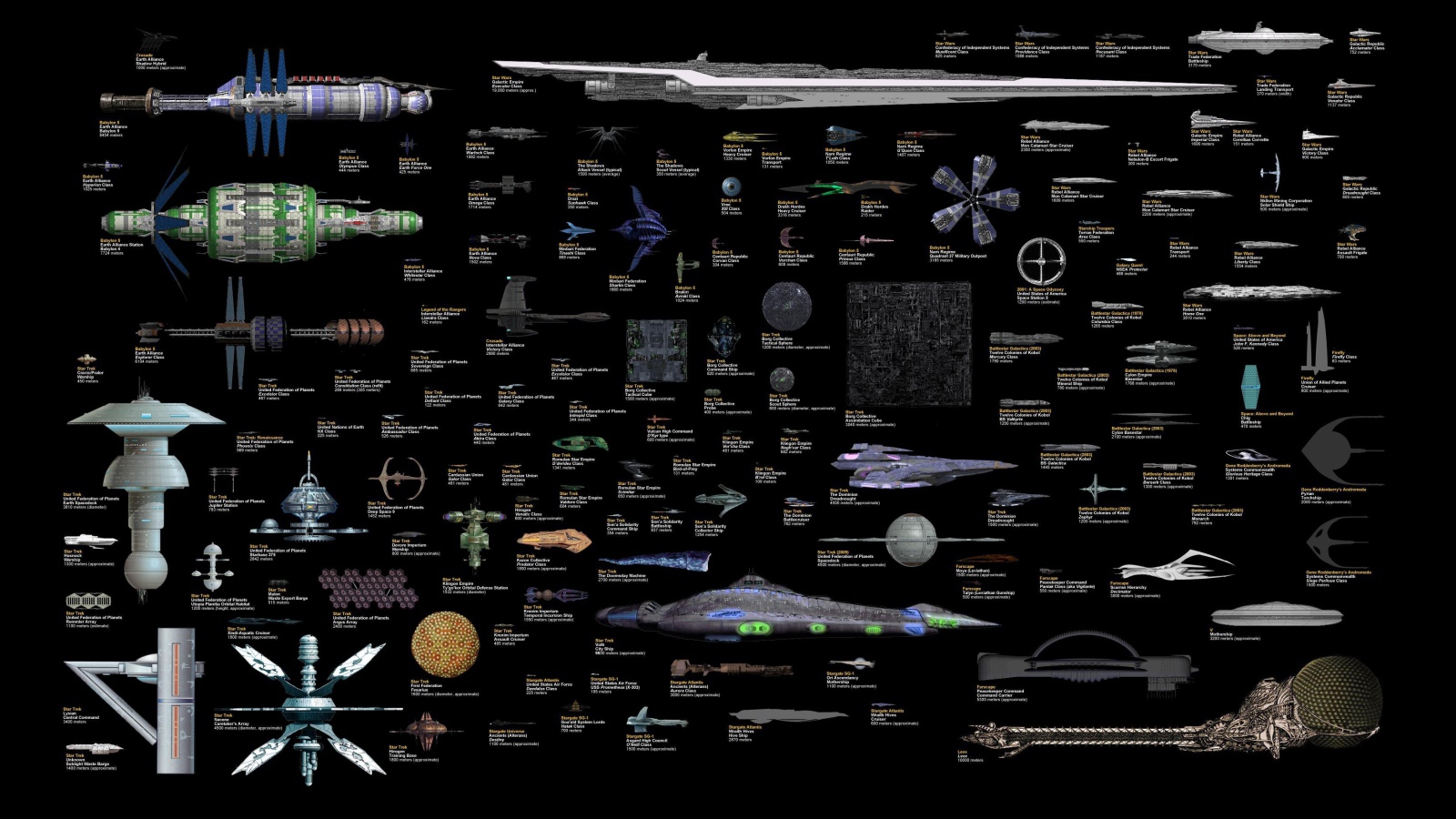 Spaceships from various science fiction series