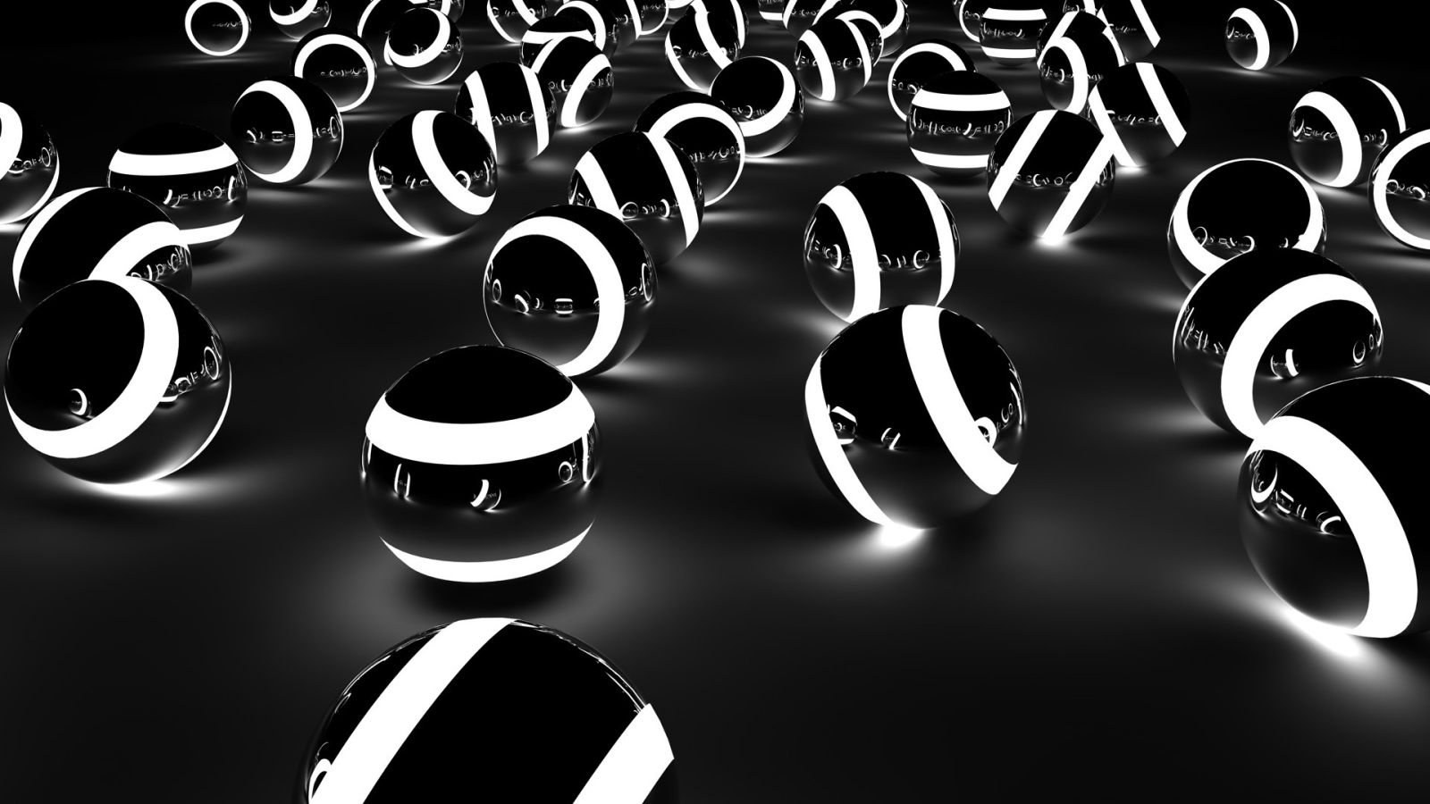 Черно белые шары 3D графика 