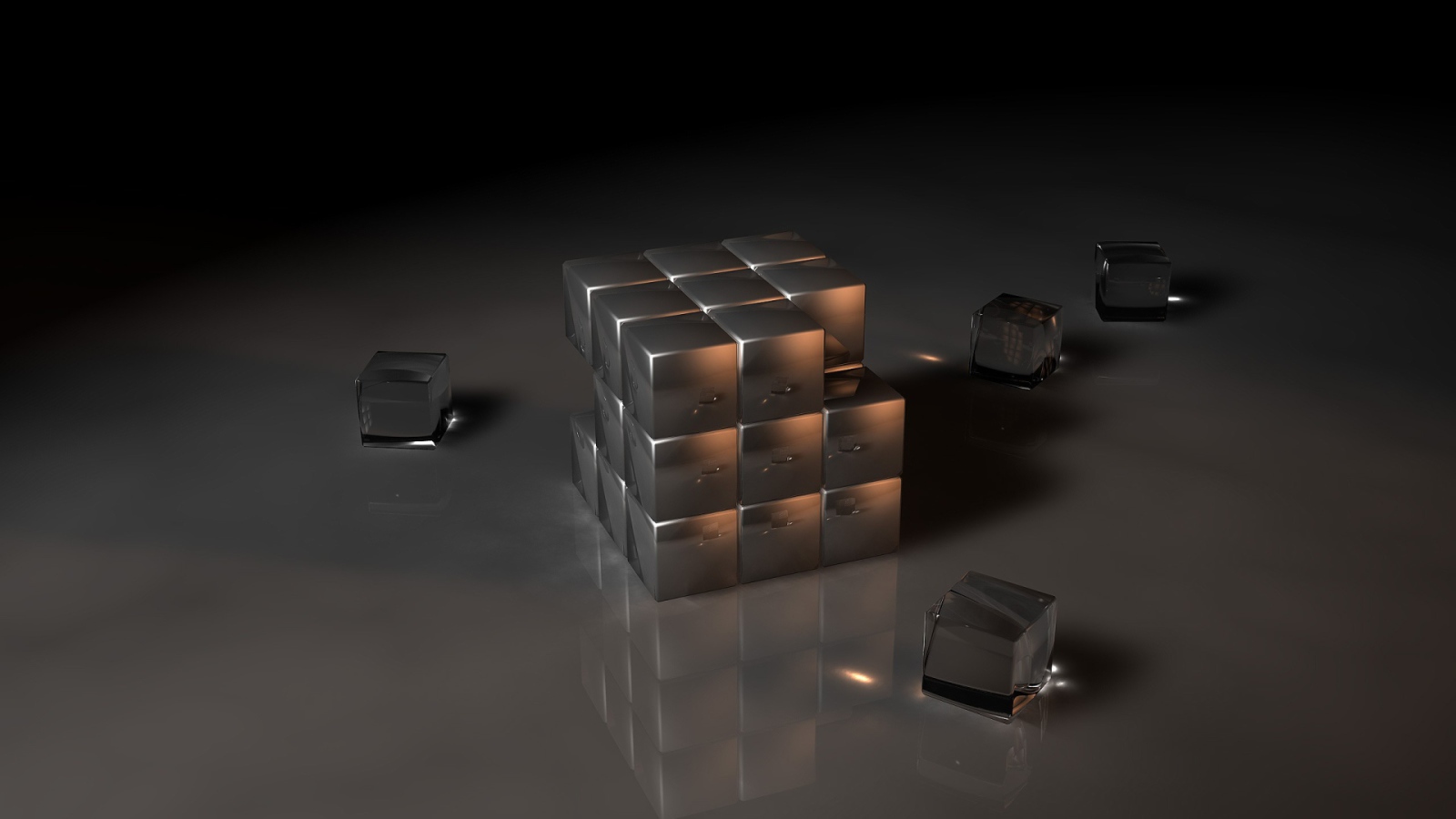 Стеклянный кубик Рубика 3D графика 