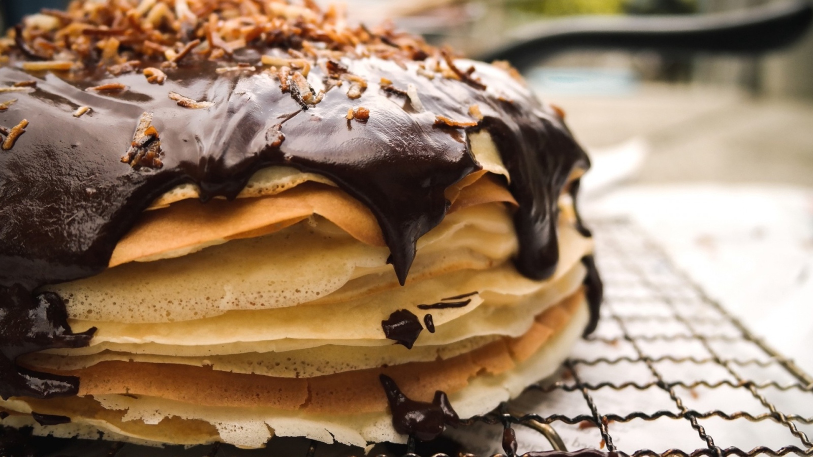 Pancake cake with chocolate Pancake Day 2017