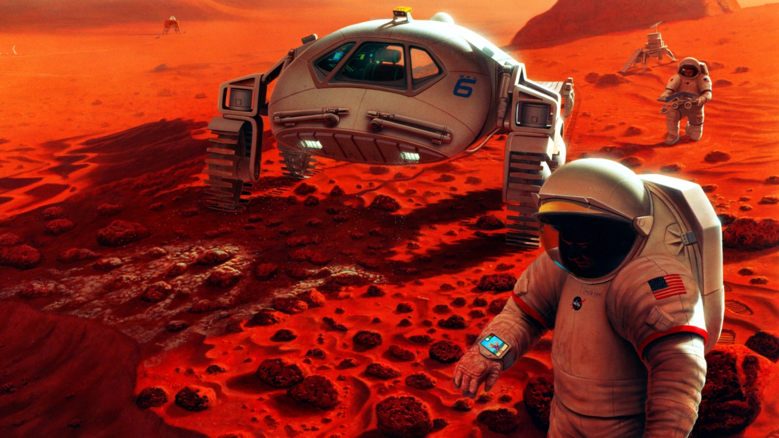 Американские космонавты на поверхности Марса 