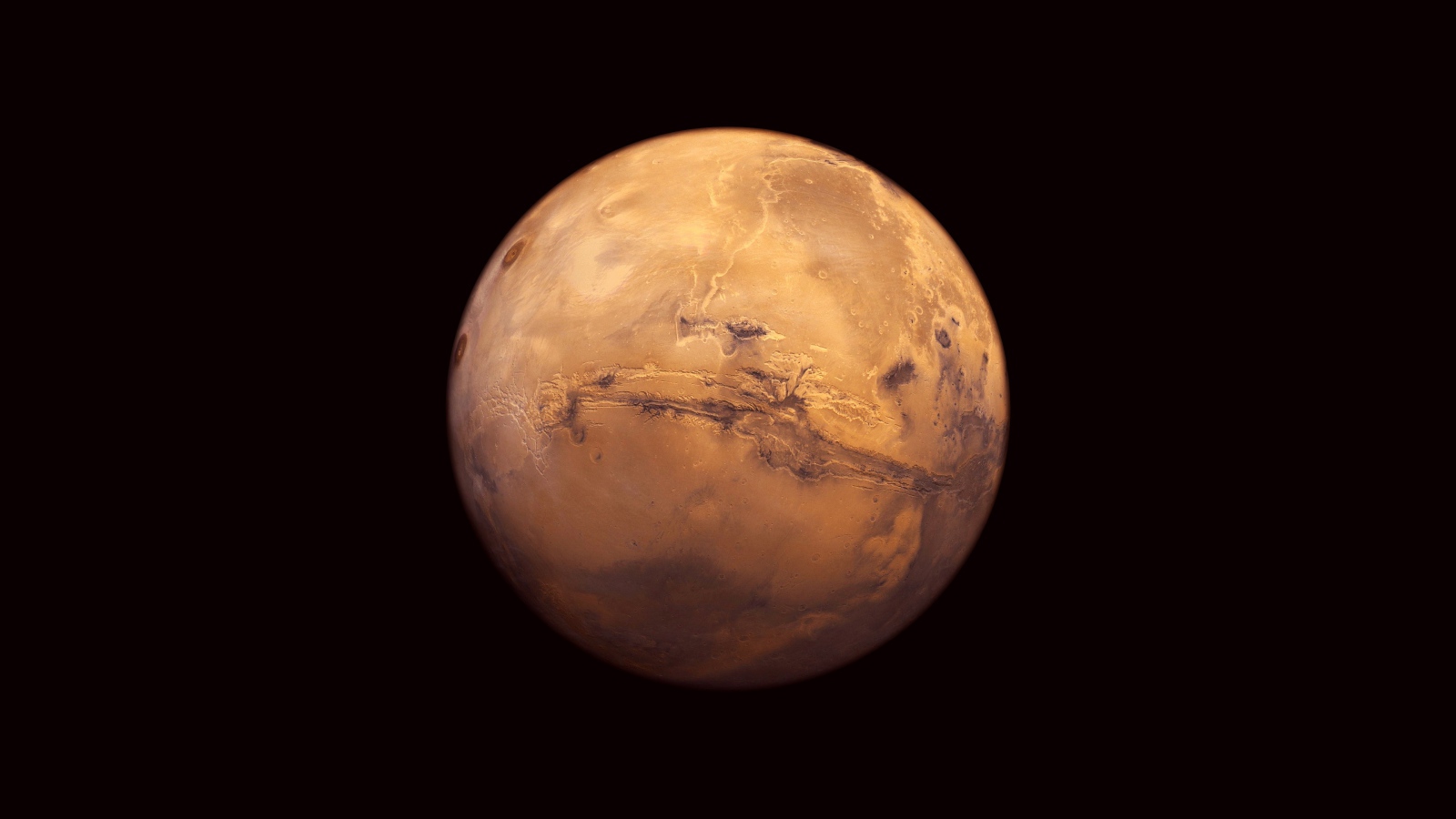 Планета Марс на черном фоне  