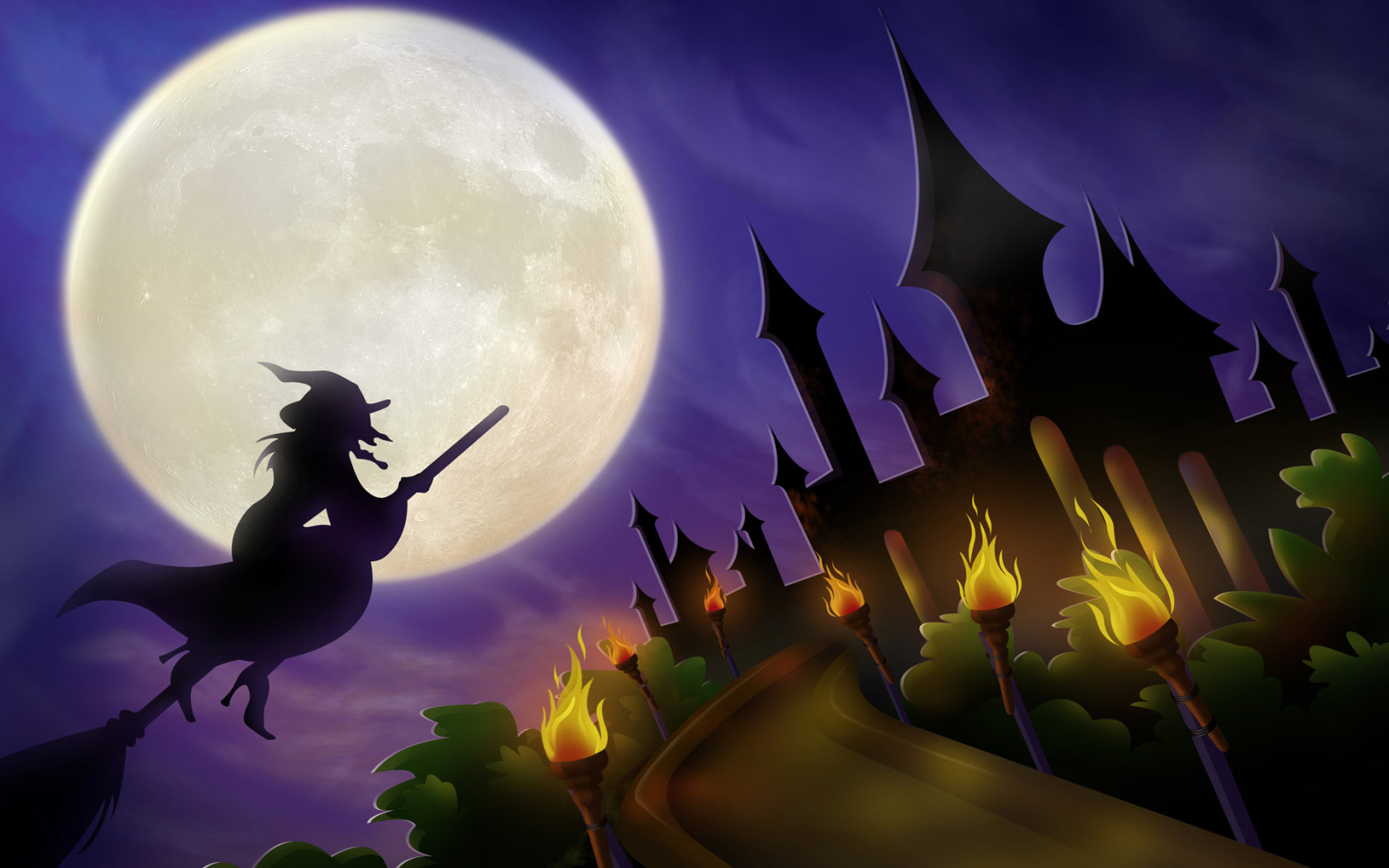 Previous, Holidays - Halloween - Castle witches / Halloween wallpaper
