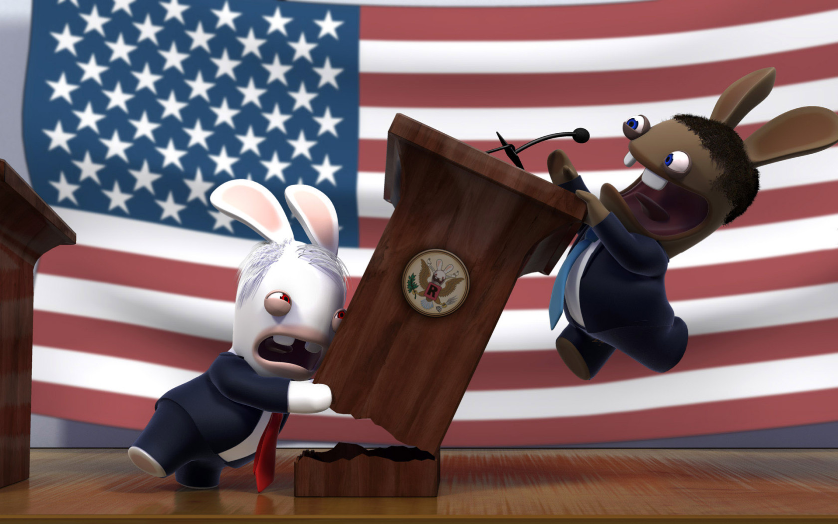 Previous, Funny wallpapers - Rabbit McCain and Obama wallpaper