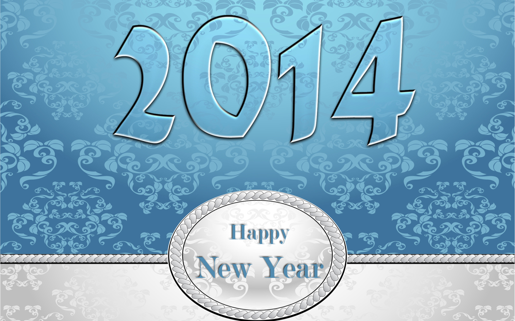 Счастливого нового года 2014, голубой и белый цвет