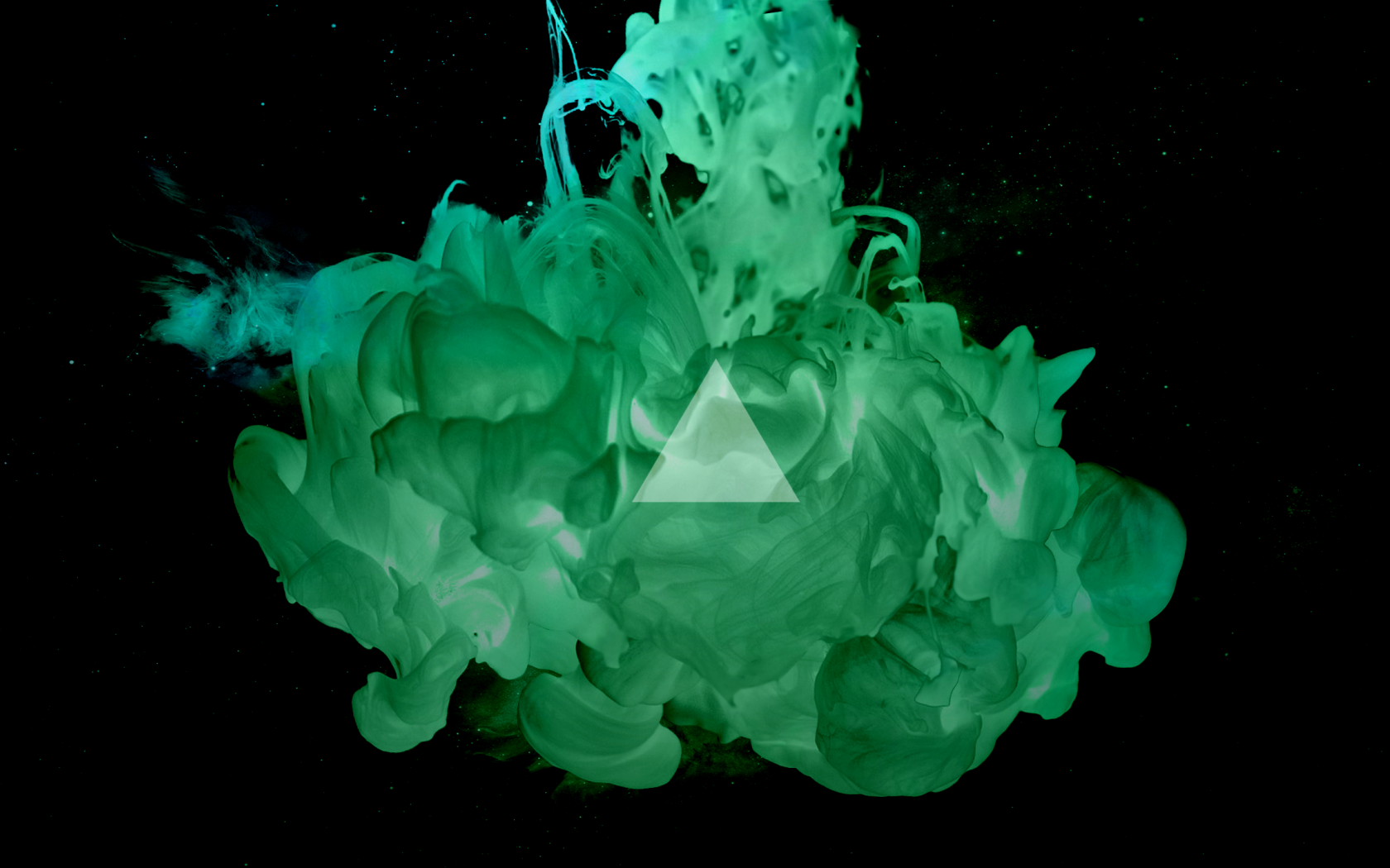 The triangle on the background of green smoke