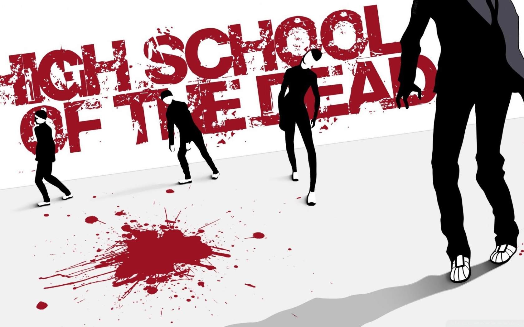 The pool of blood on the poster Anime School of the Dead