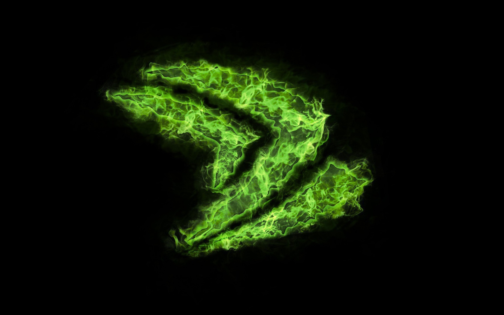 Логотип Nvidia из зеленого пламени