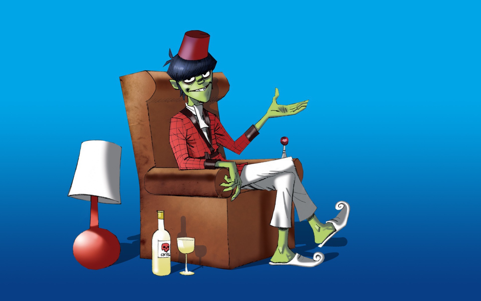 Zombies sitting on a chair, cartoon