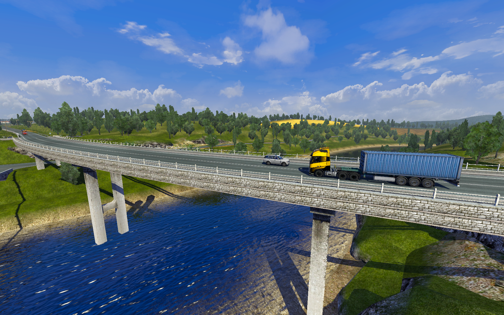 Мост над рекой в игре Euro Truck Simulator 2