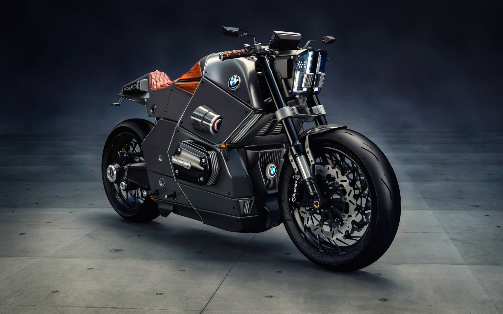 Стильный черный мотоцикл BMW Urban Racer