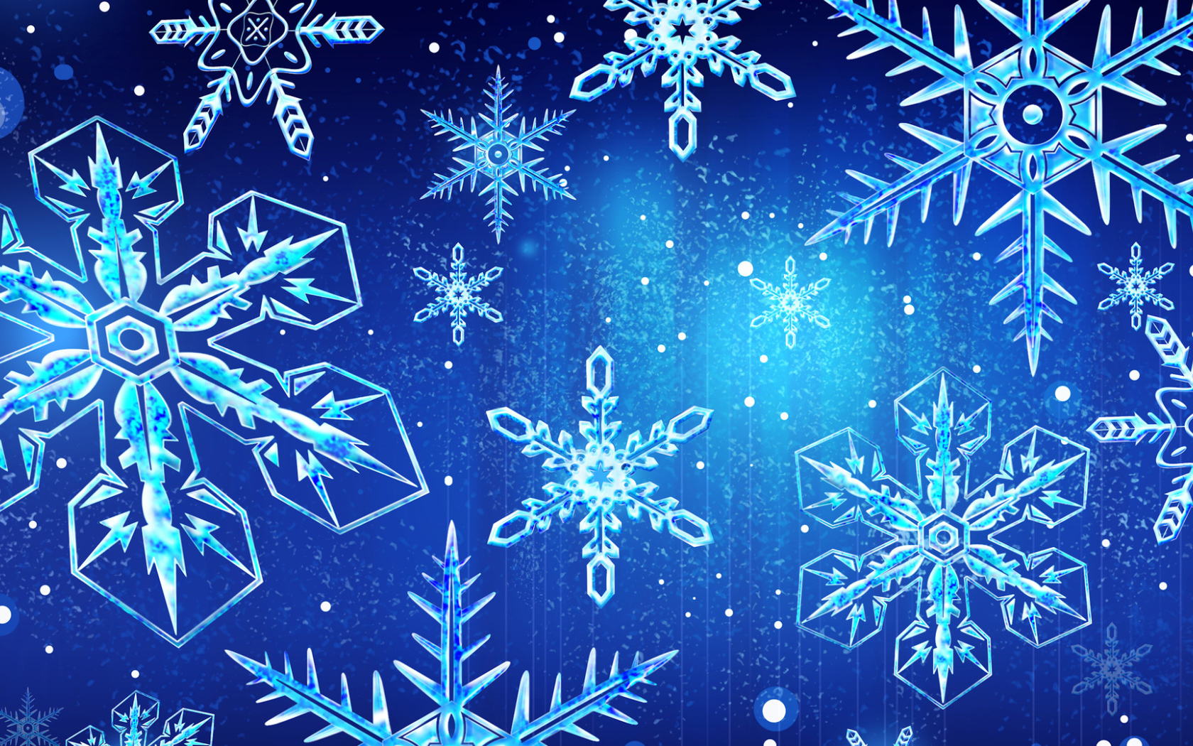 Icy snowflakes on a blue background