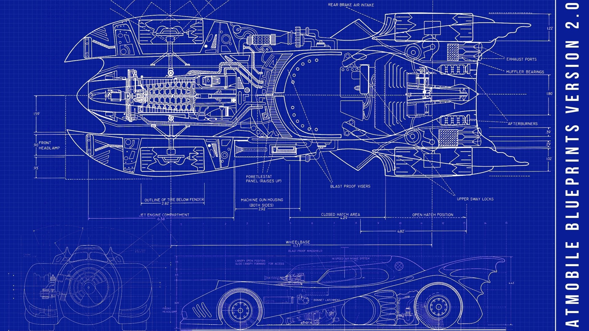 Схема автомобиля Бетмана на чертеже