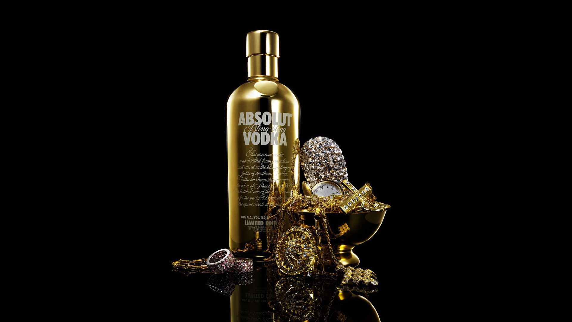 Gold bottle of Absolut Vodka