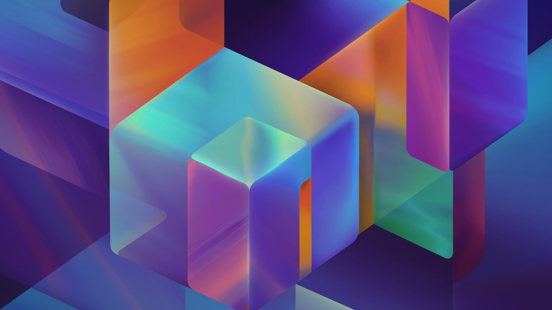 Радужные абстрактные кубы 3 д  графика 