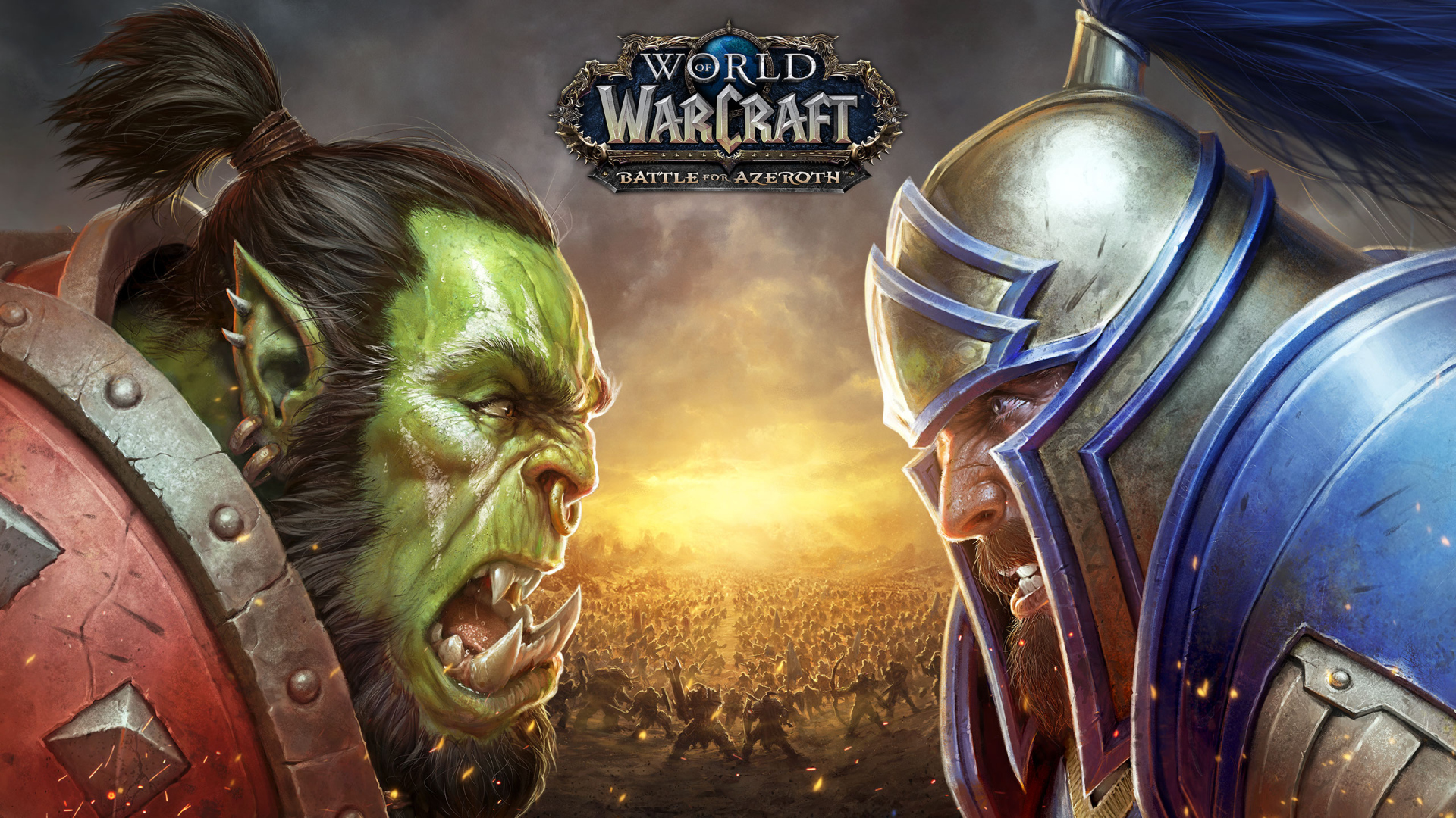 Poster of the new computer game World of Warcraft. Battle for Azeroth, 2018