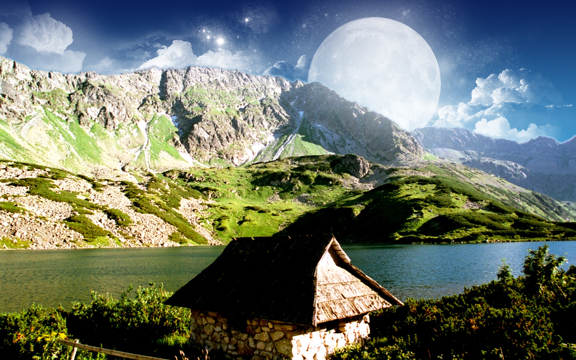 Previous, Photoshop - Dreamy mountain wallpaper