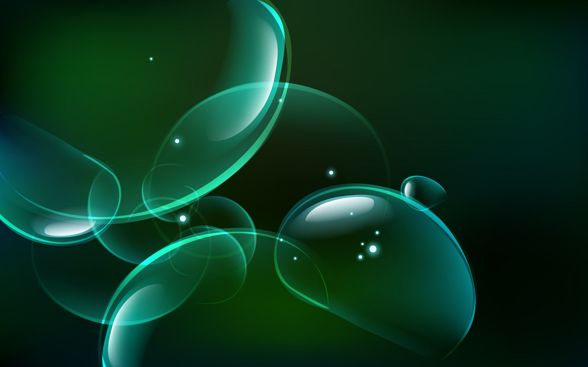 Previous, 3D-graphics - Green bubbles wallpaper
