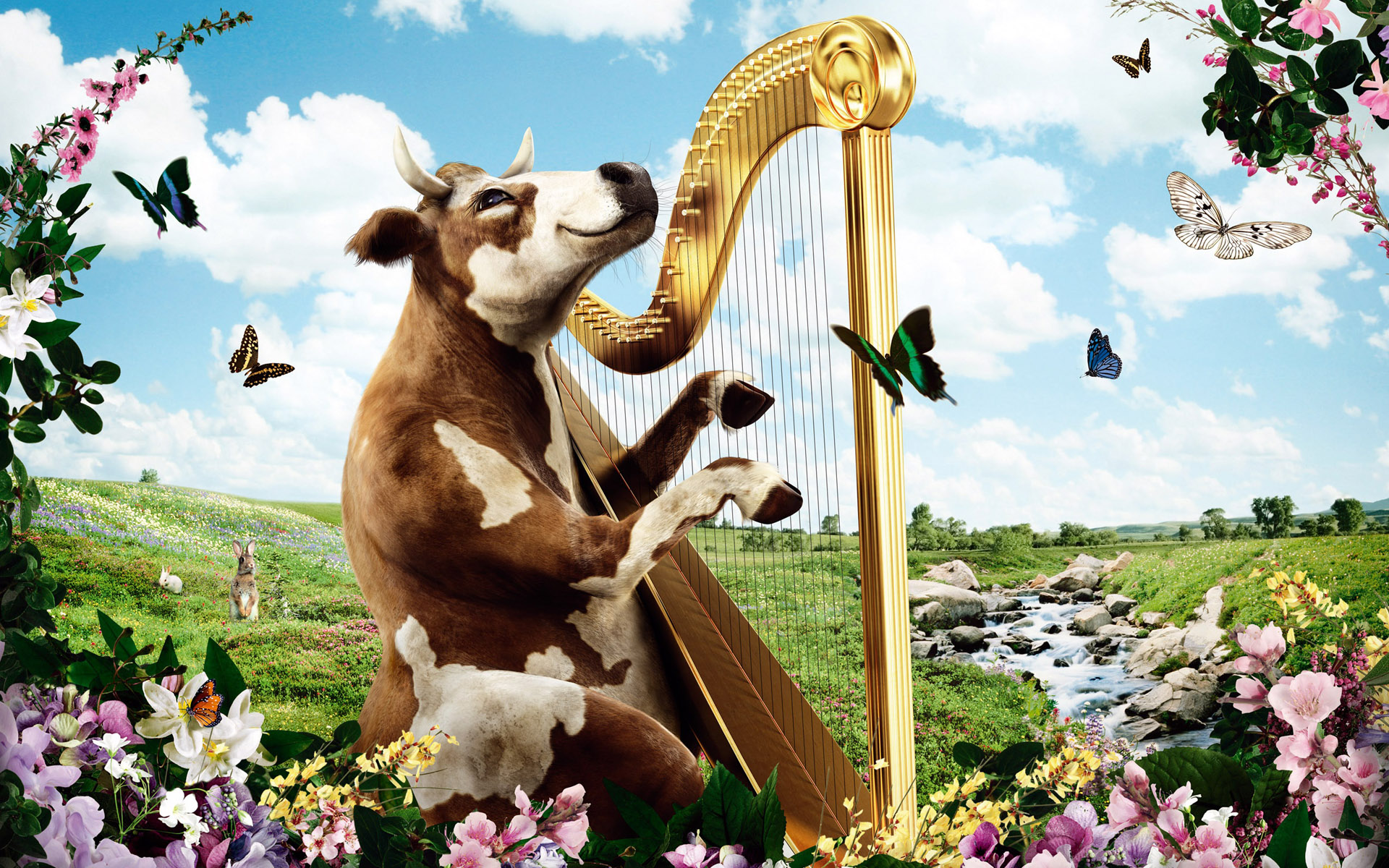 Cow with a harp