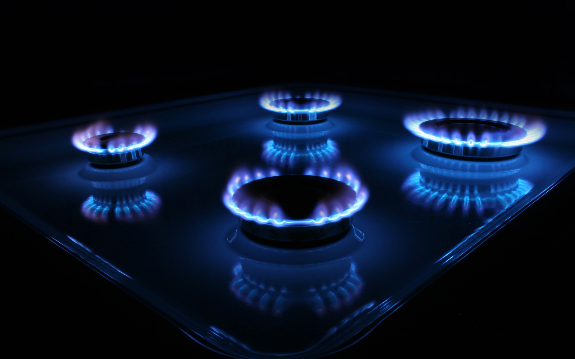 The flame on a gas stove