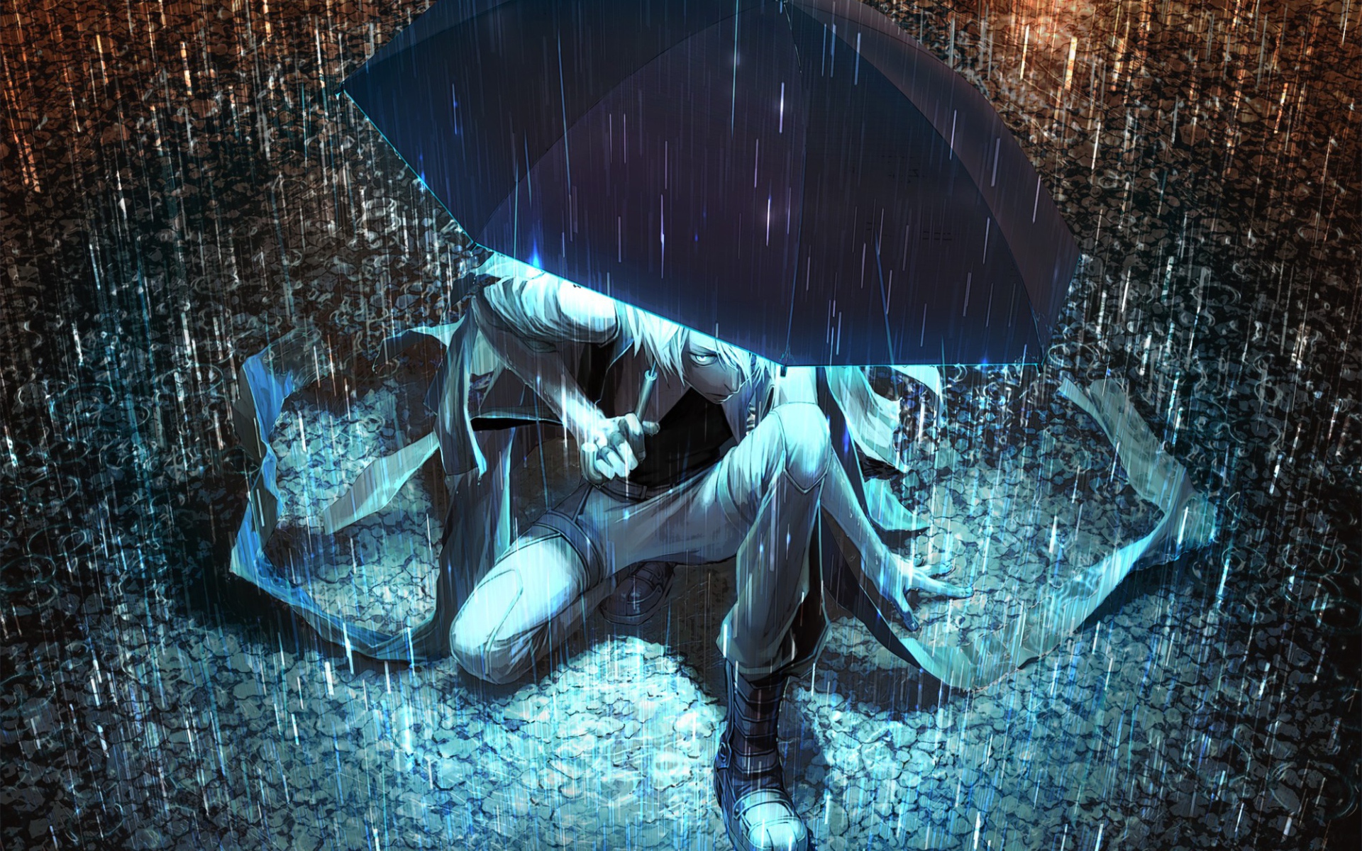Фэнтези герой под зонтом