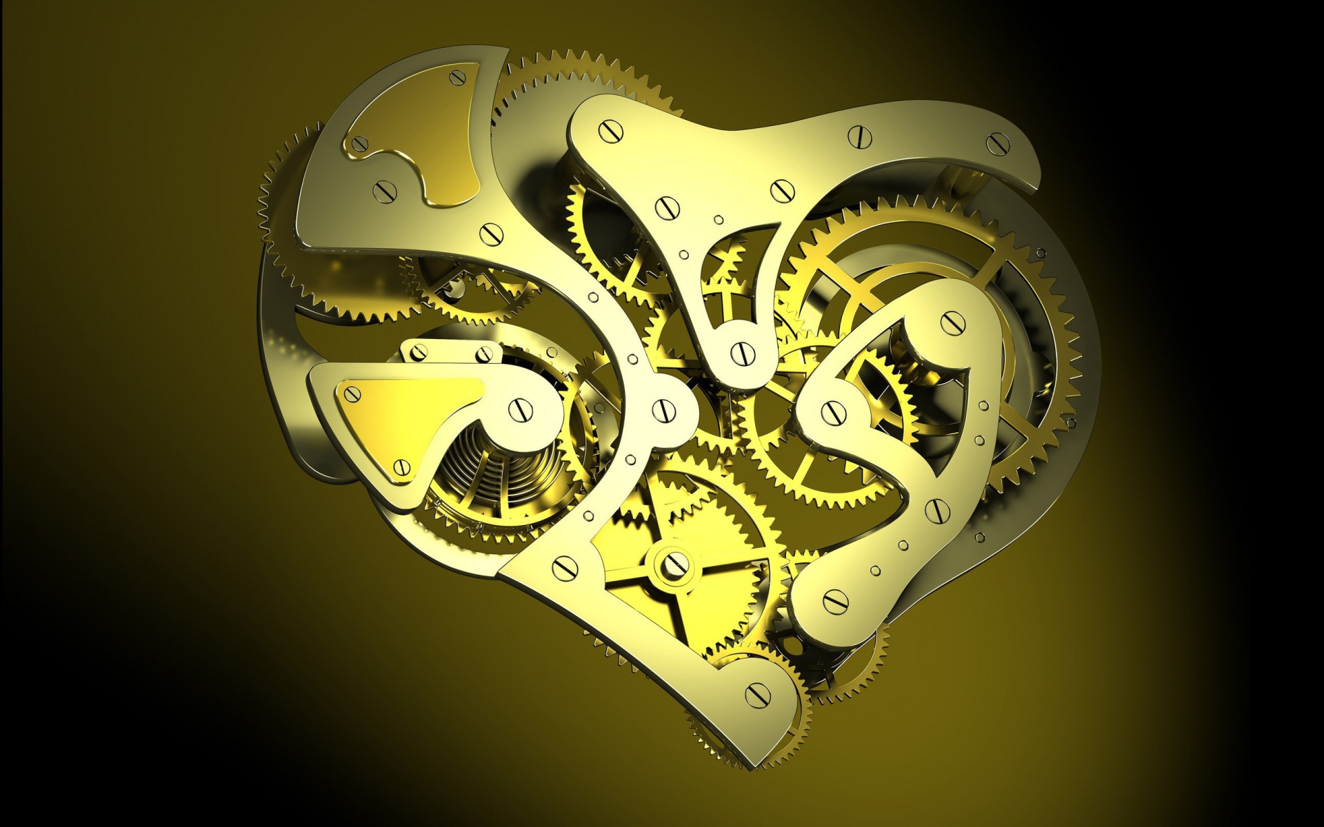 Механическое сердце, желтый фон