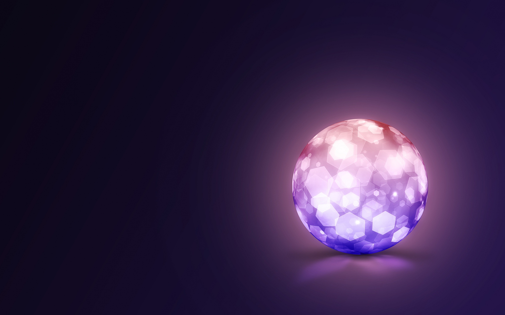 Сияющий шар на фиолетовом фоне 3д графика