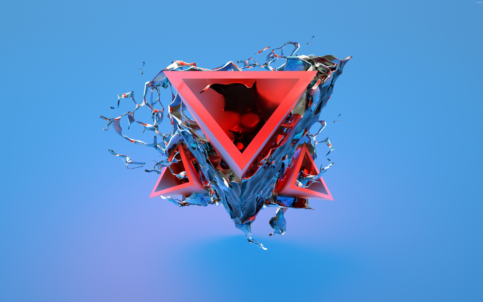 The triangle is destroyed in part on a blue background