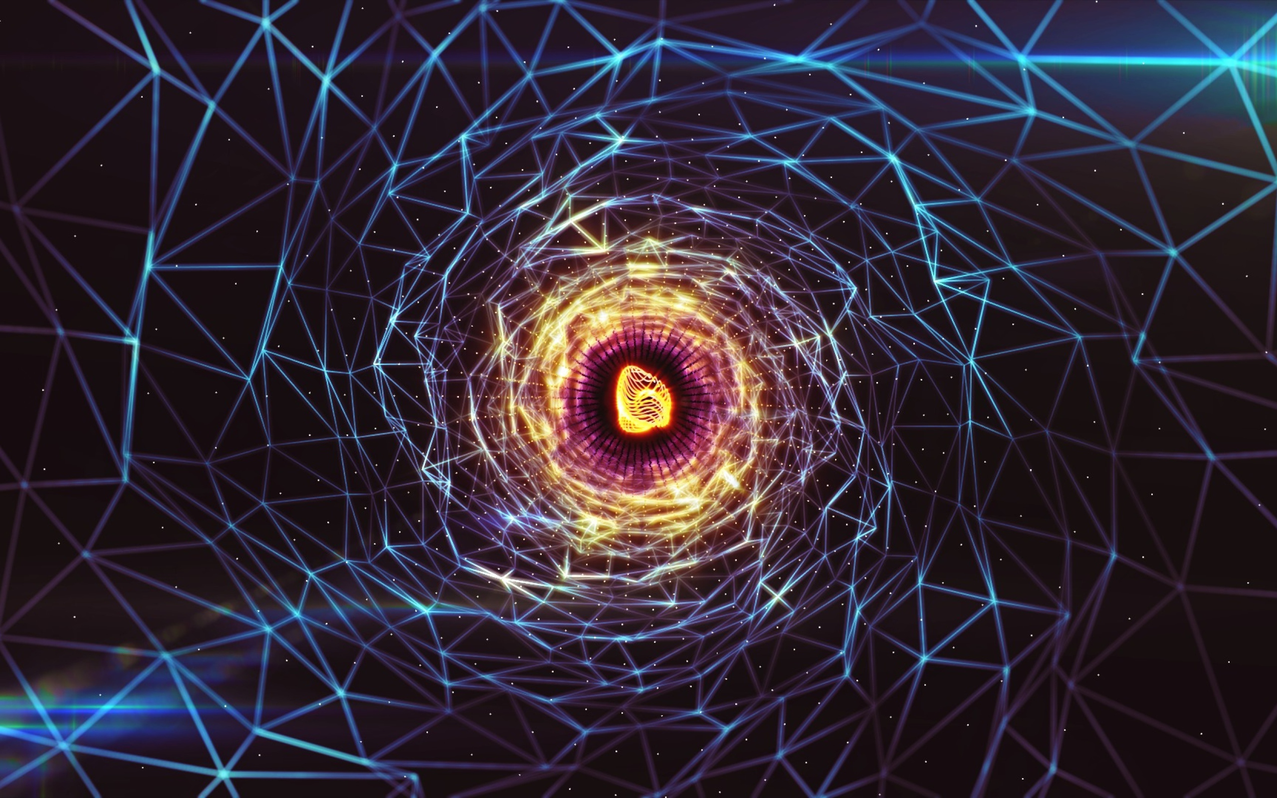 Electronic web of glowing threads 3d graphics Desktop wallpapers 2560x1600