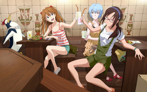 Her friends in a cafe