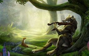 Волчица играющая на скрипке