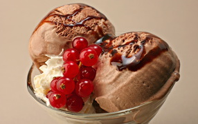 Balls of chocolate ice cream
