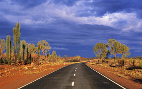 The road through the wilderness of Australia