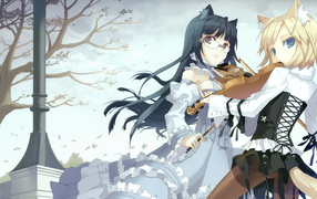 Anime girl with a violin