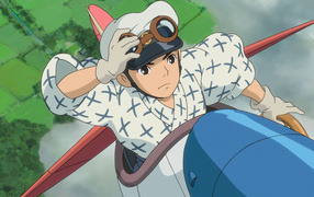Miyazaki's anime cartoon boy pilot