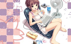 Аниме девочка с компьютером