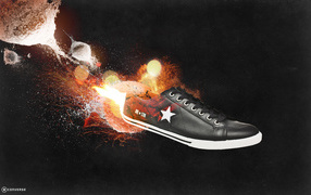 Converse the shoes in fire