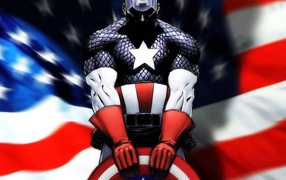 Капитан Америка и американский флаг
