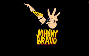 Johnny Bravo on the black background