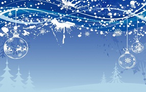 Beautiful picture in blue colors on Christmas