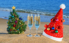Champagne on Christmas in a warm country