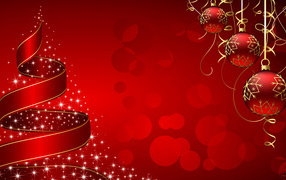 Christmas decorations and ribbon on Christmas
