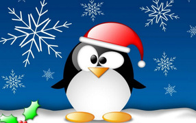Funny penguin on Christmas