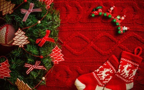 Socks and decoration on Christmas