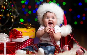 The happy child on Christmas