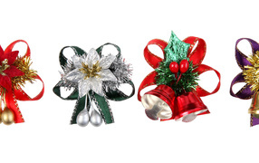 Various decorations on a white background on Christmas