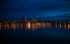 The city of Seattle at night
