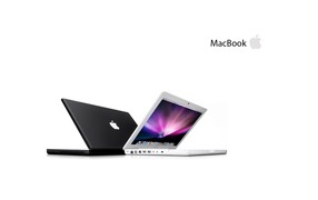 Macbook white and black